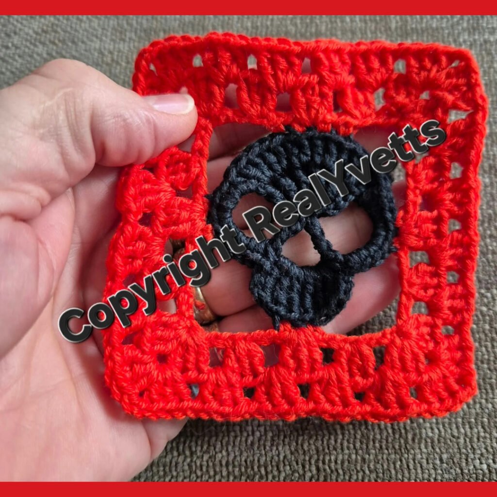 granny square with skull