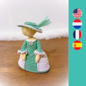gehaakte versie van een dame uit de 18e eeuw