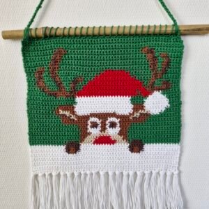 crochet Rudolf the reindeer wall hanging