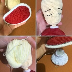 crochet bust of a Christmas lady
