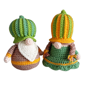 crochet pumpkin gnome dolls