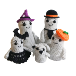 crocheted ghost family